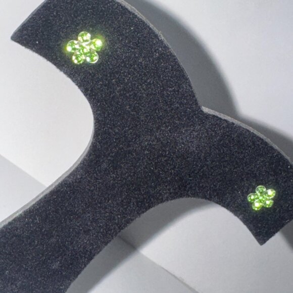 7mm Green Flower Cz And Sterling Post Earrings - Picture 8 of 12